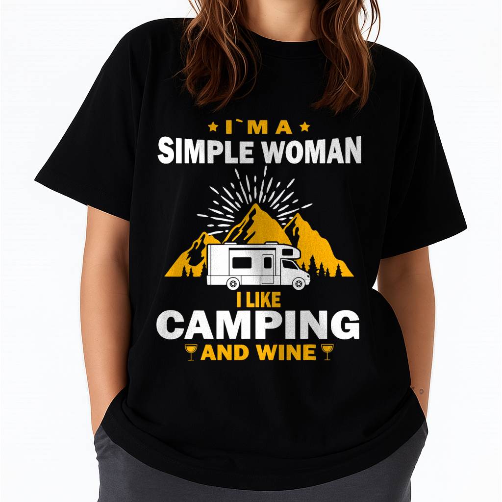 Camping Drinking Vacation Motorhome Camping and Wine T-Shirt