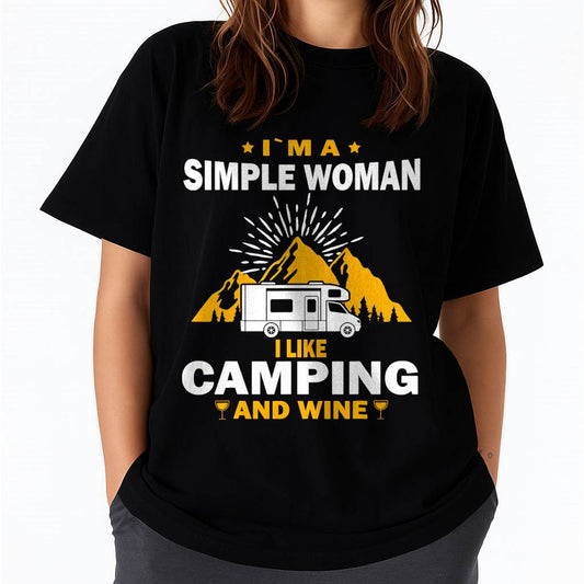 Camping Drinking Vacation Motorhome Camping and Wine T-Shirt