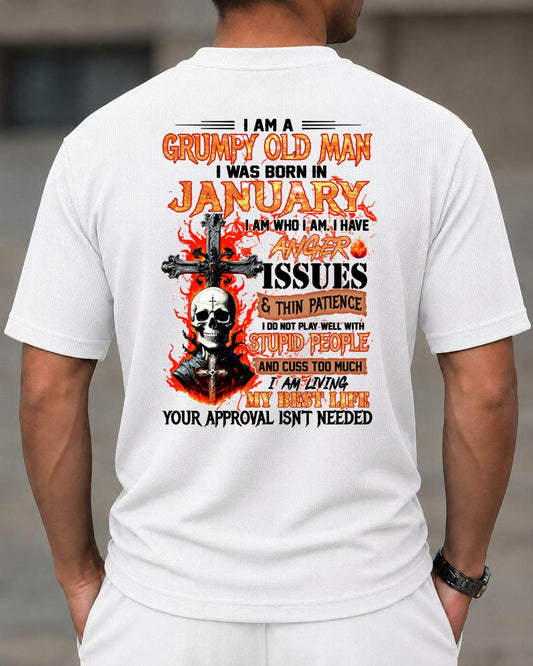 JANUARY - I AM A GRUMPY OLD MAN - BIRTHDAY CASUAL SUIT FOR MEN - MAN TEE - NINA01 (SKU2607-237-01)| Waffle casual suit A09-739