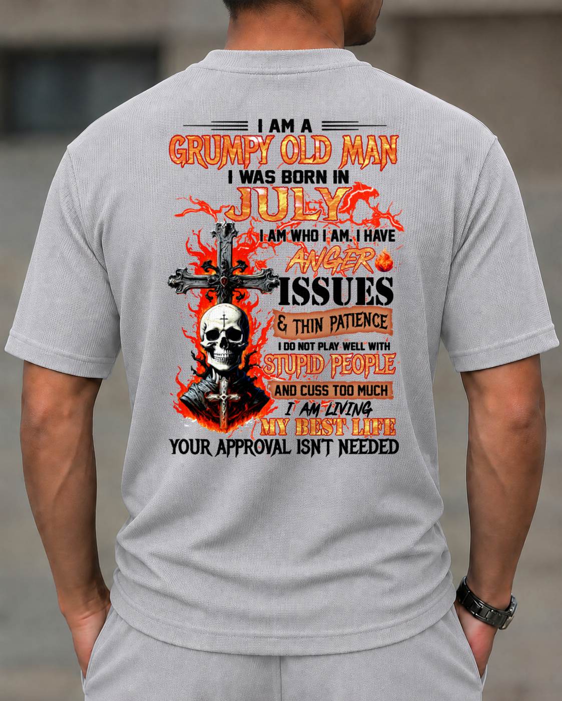 JULY - I AM A GRUMPY OLD MAN - BIRTHDAY CASUAL SUIT FOR MEN - MAN TEE - NINA07 (SKU2607-237-07) | Waffle casual suit A09-739
