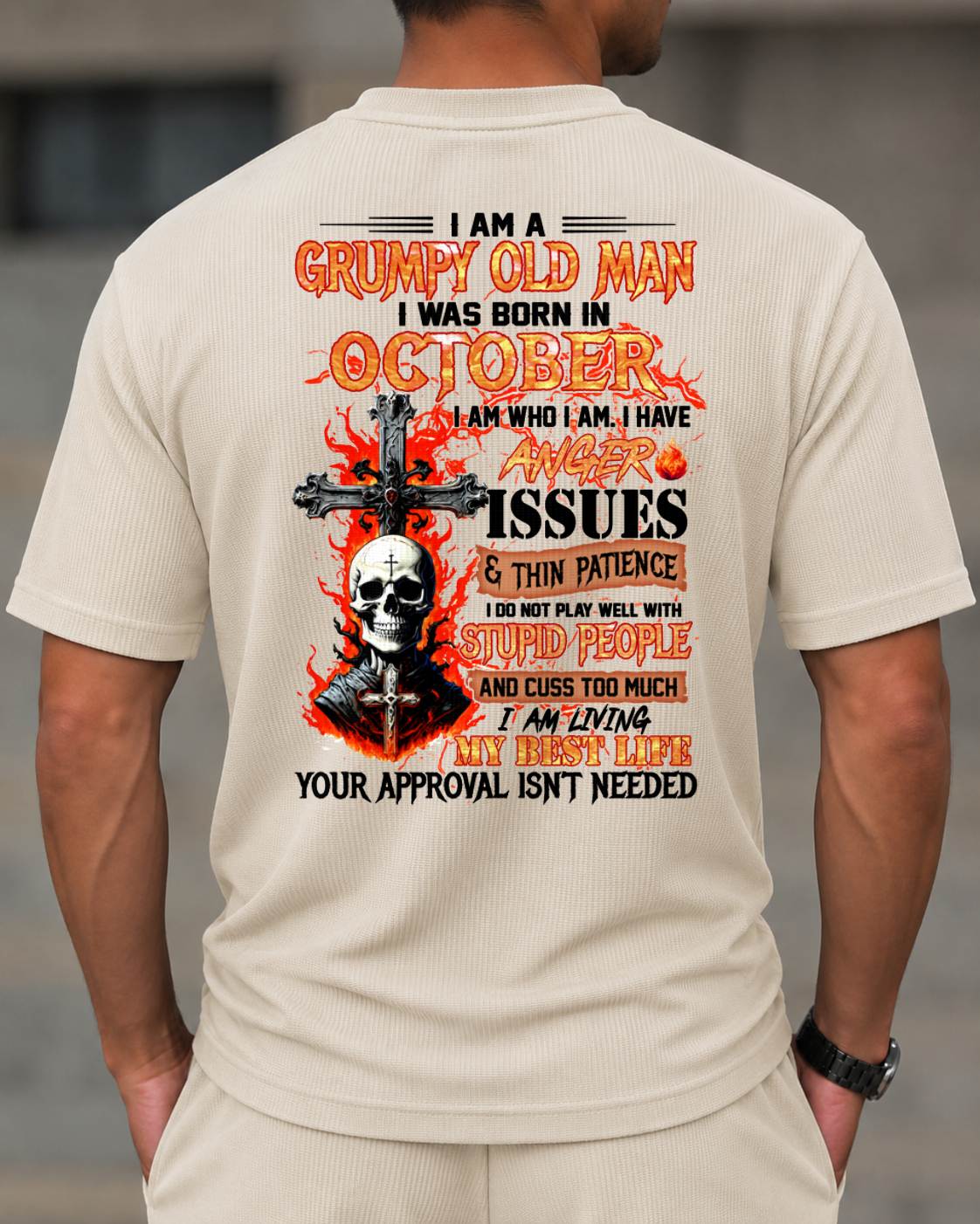 OCTOBER - I AM A GRUMPY OLD MAN - BIRTHDAY CASUAL SUIT FOR MEN - MAN TEE - NINA10 (SKU2607-237-10) | Waffle casual suit A09-739