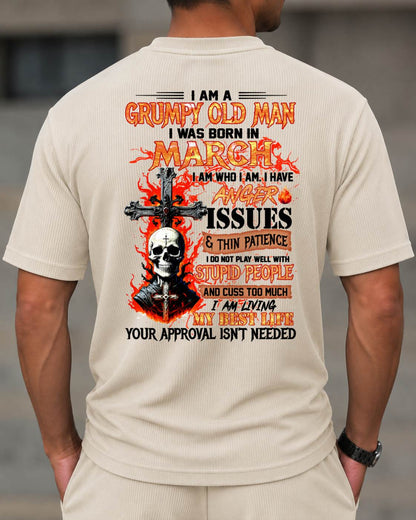 MARCH - I AM A GRUMPY OLD MAN - BIRTHDAY CASUAL SUIT FOR MEN - MAN TEE - NINA03 (SKU2607-237-03) | Waffle casual suit A09-739