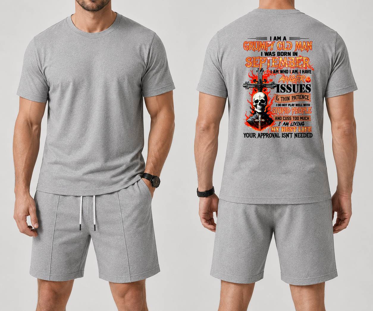 SEPTEMBER - I AM A GRUMPY OLD MAN - BIRTHDAY CASUAL SUIT FOR MEN - MAN TEE - NINA09 (SKU2607-237-09) | Waffle casual suit A09-739