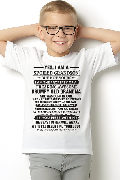 Yes I’m A Stubborn Grandson T-Shirt – Birthday Gift From June Grandma / Woman - NINA06 (SKU10-171-06)
