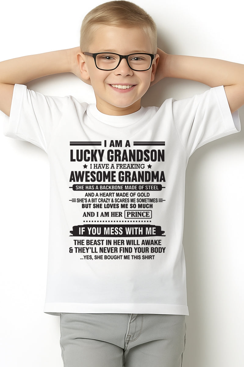 I Am A Lucky Grandson T-Shirt – Birthday Gift From Grandma / Woman - NINA00 (SKU11-29-00)