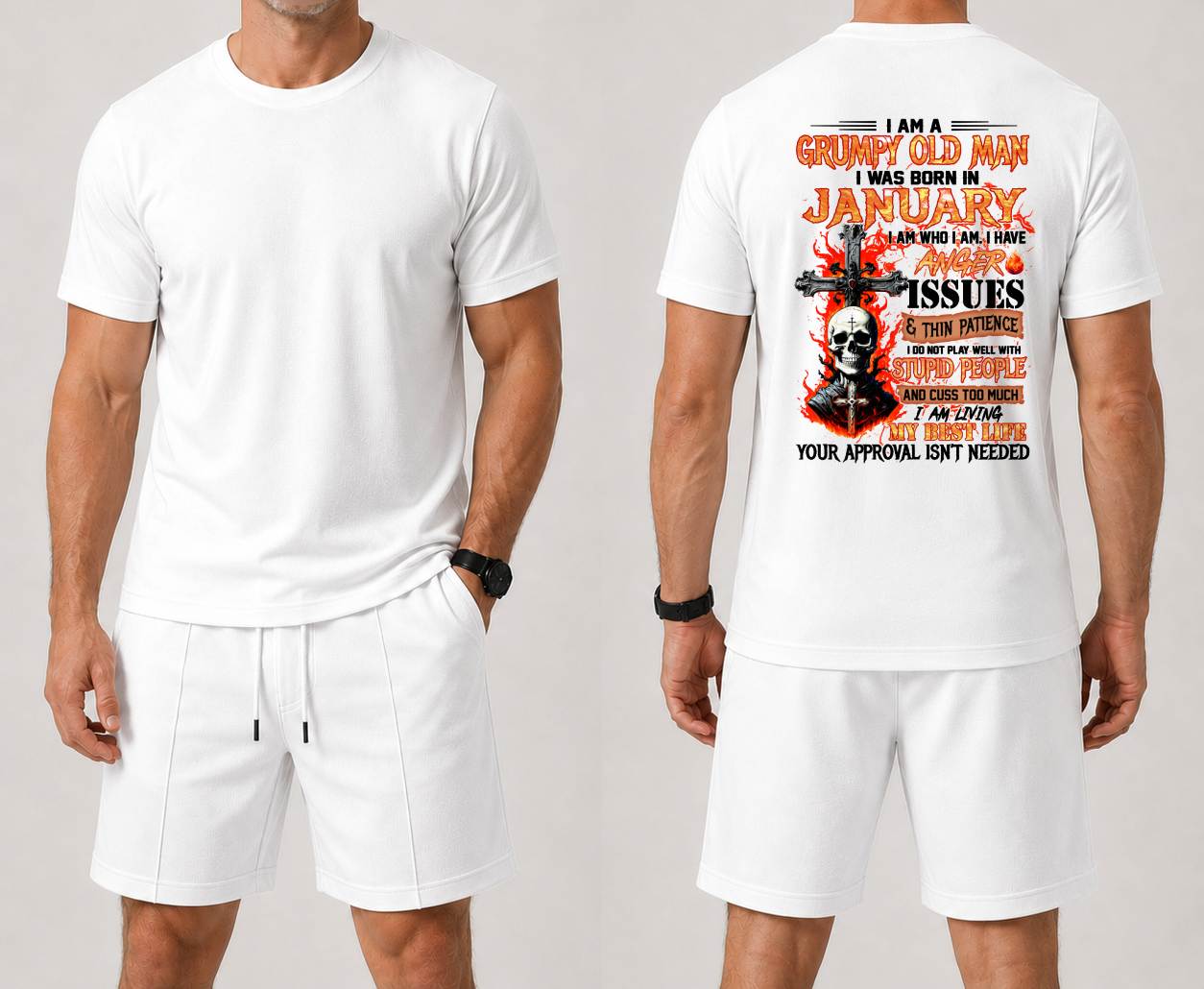 JANUARY - I AM A GRUMPY OLD MAN - BIRTHDAY CASUAL SUIT FOR MEN - MAN TEE - NINA01 (SKU2607-237-01)| Waffle casual suit A09-739