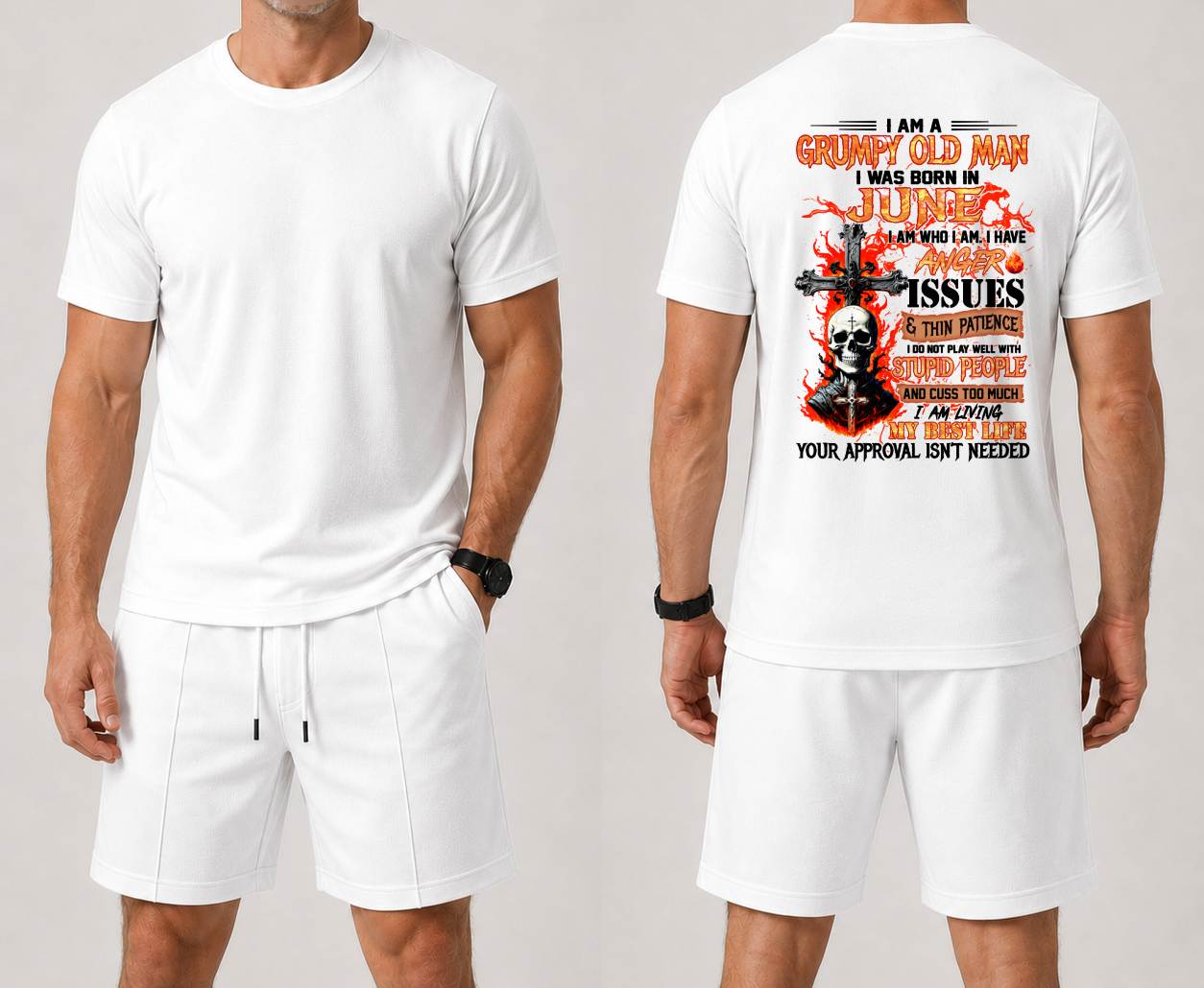 JUNE - I AM A GRUMPY OLD MAN -BIRTHDAY CASUAL SUIT FOR MEN - MAN TEE - NINA06 (SKU2607-237-06) | Waffle casual suit A09-739