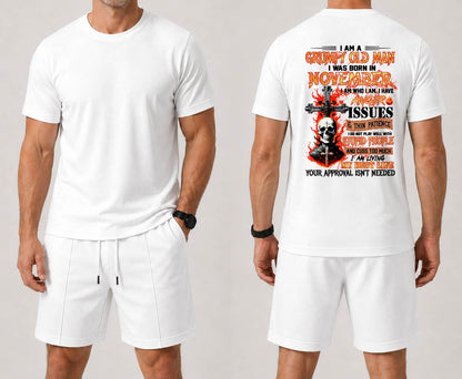 NOVEMBER - I AM A GRUMPY OLD MAN -  BIRTHDAY CASUAL SUIT FOR MEN - MAN TEE - NINA11 (SKU2607-237-11) | Waffle casual suit A09-739
