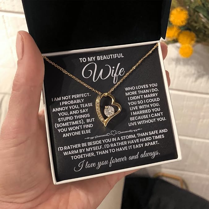 TO MY WIFE "I'D RATHER BE BESIDE YOU IN A STORM" - GIFT FROM HUSBAND NINA00 (SKU2606-236) - Forever Love Necklace