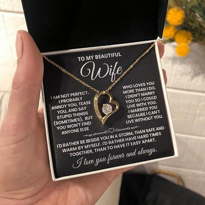 TO MY WIFE "I'D RATHER BE BESIDE YOU IN A STORM" - GIFT FROM HUSBAND NINA00 (SKU2606-236) - Forever Love Necklace