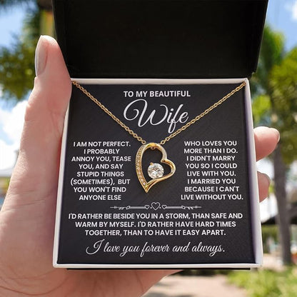 TO MY WIFE "I'D RATHER BE BESIDE YOU IN A STORM" - GIFT FROM HUSBAND NINA00 (SKU2606-236) - Forever Love Necklace