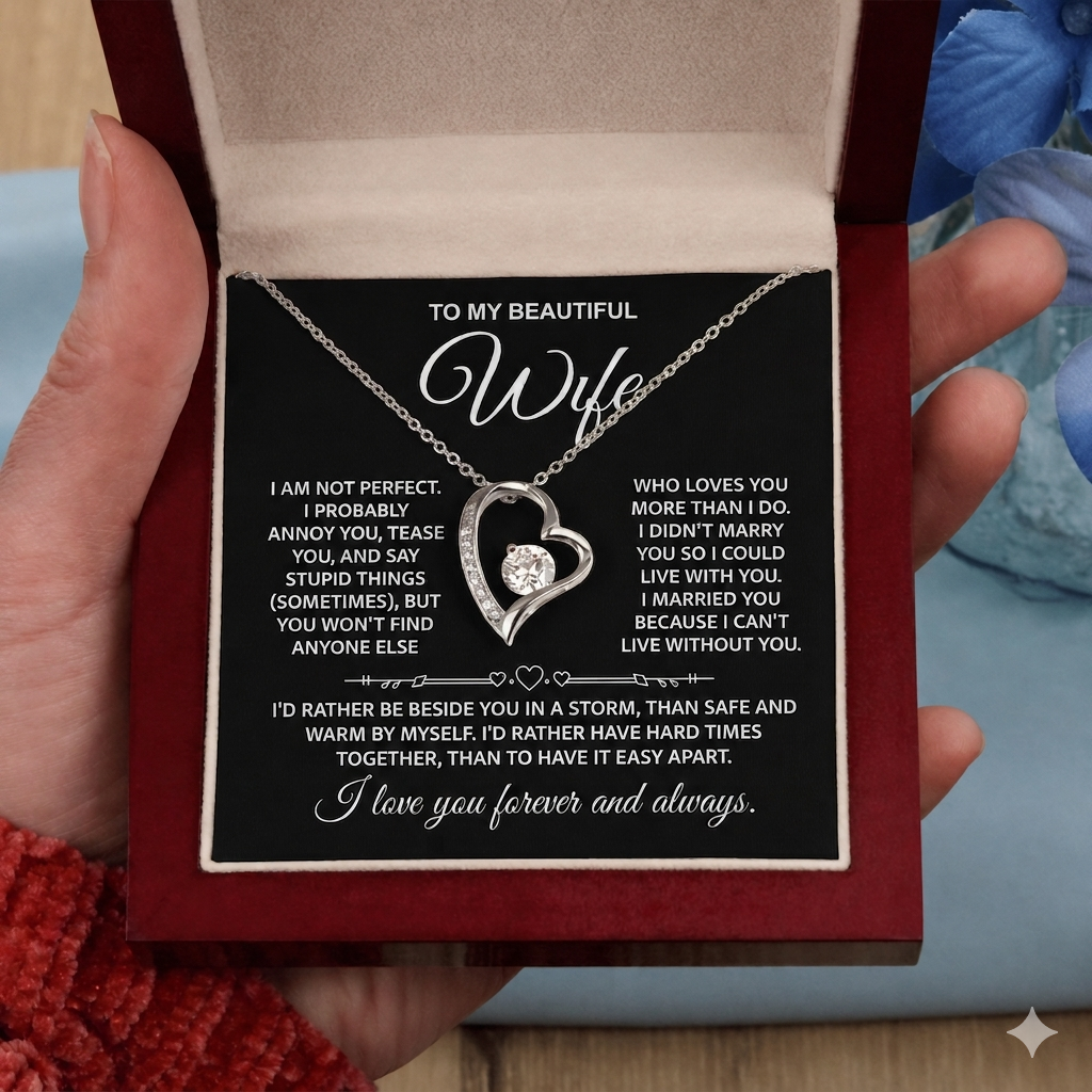 TO MY WIFE "I'D RATHER BE BESIDE YOU IN A STORM" - GIFT FROM HUSBAND NINA00 (SKU2606-236) - Forever Love Necklace