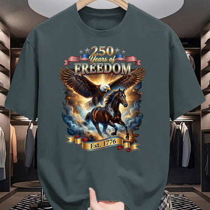 Best Horse Lover Shirt , Funny Horse UnisexT-Shirt/Hoodie/Sweatshirt HLT00 - Patriotic Eagle Horse 250th of Freedom USA 1776 Anniversary T-Shirt