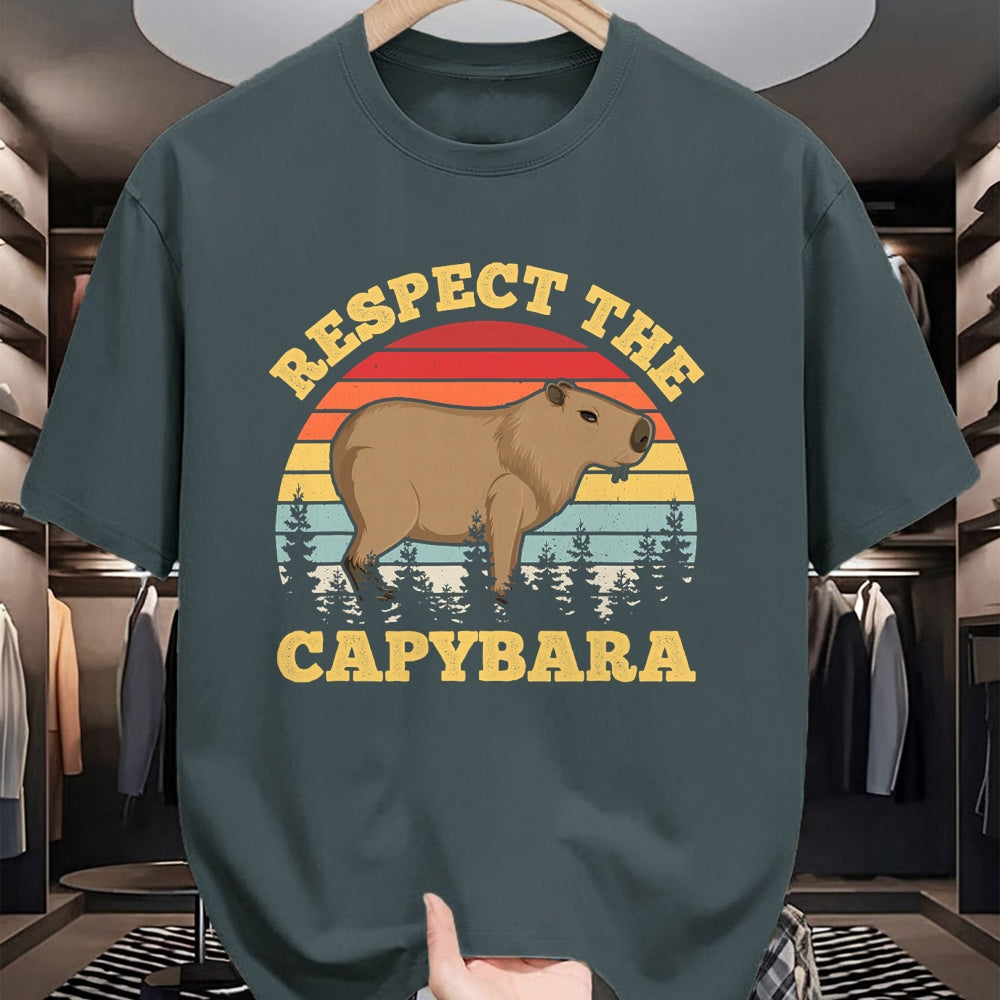 Cute Capybara Shirt, Funny Capybara Unisex T-Shirt/Hoodie/Sweatshirt HLT00 - Respect The Capybara Funny Capibara Rodent Animal Lover T-Shirt