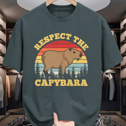 Cute Capybara Shirt, Funny Capybara Unisex T-Shirt/Hoodie/Sweatshirt HLT00 - Respect The Capybara Funny Capibara Rodent Animal Lover T-Shirt
