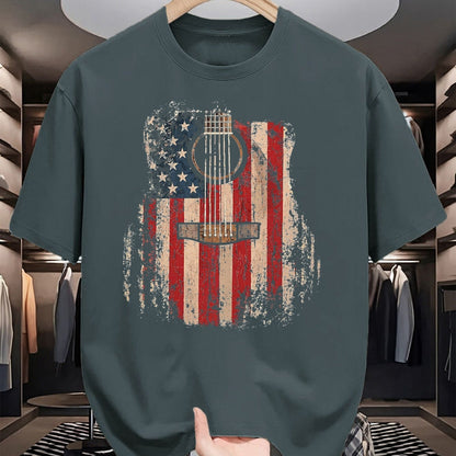 Guitar Lover Shirt, Funny Guitar UnisexT-Shirt/Hoodie/Sweatshirt HLT00 - Vintage USA American Flag Guitar Player Musician Guitarist T-Shirt, Men, Black, 3X-Large