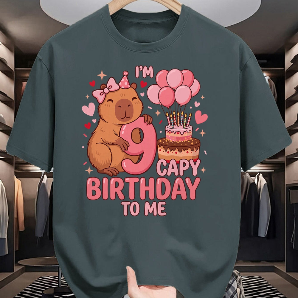 Cute Capybara Shirt, Funny Capybara UnisexT-Shirt/Hoodie/Sweatshirt HLT00 - Capybara 9 Year Birthday Girl Capybara 9th Birthday 2017 T-Shirt