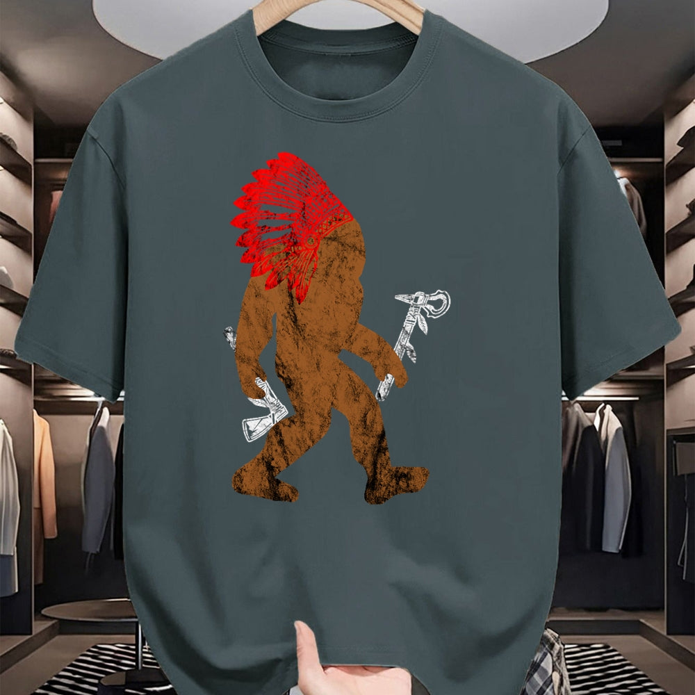 Native American T-Shirts, Vintage Native American Unisex T-Shirt/Hoodie/Sweatshirt HLT00 - Indian Bigfoot Chief Sasquatch Western Carnival Costume