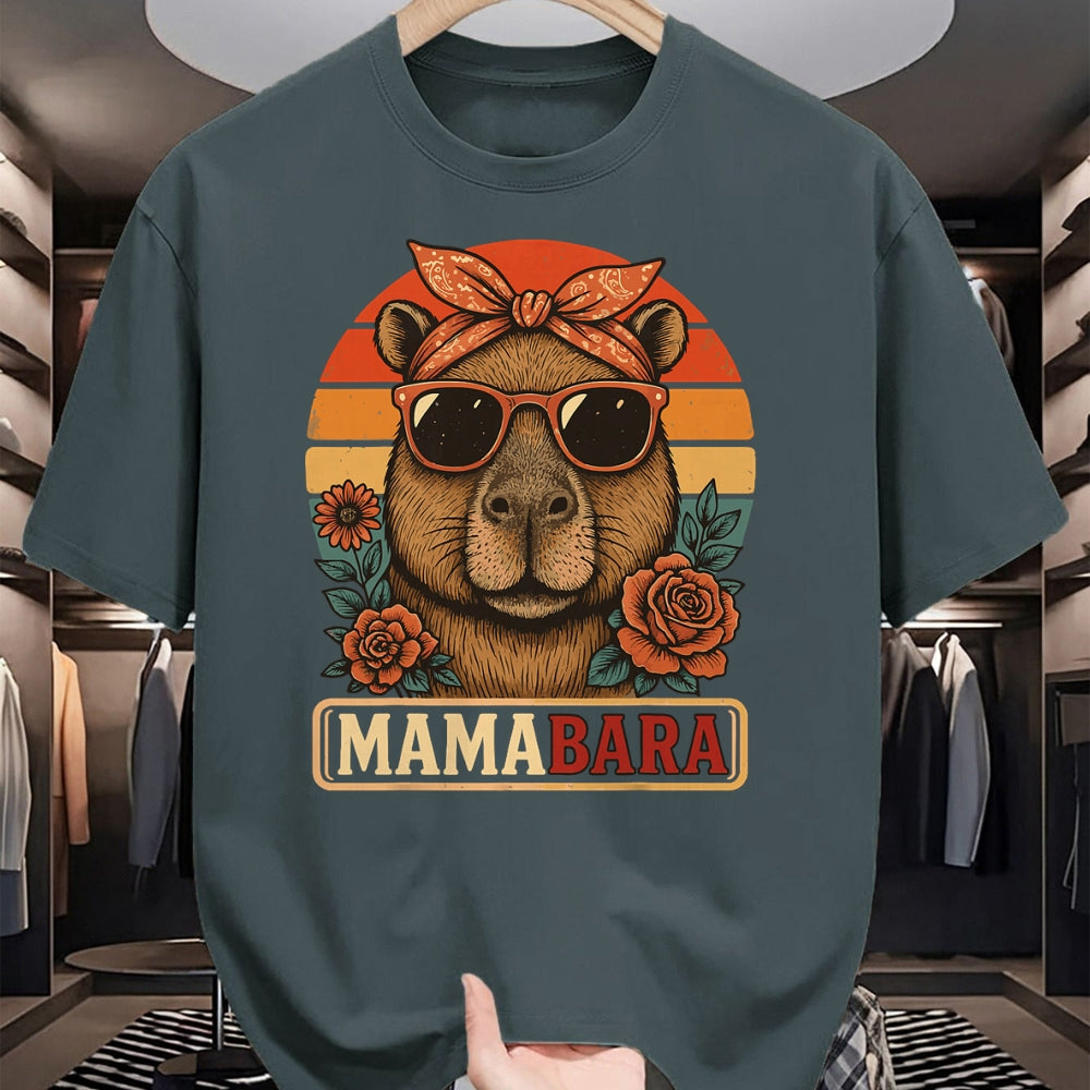 Cute Capybara Shirt, Funny Capybara Unisex T-Shirt/Hoodie/Sweatshirt HLT00 - Mamabara Capybara Mother T-Shirt (1)