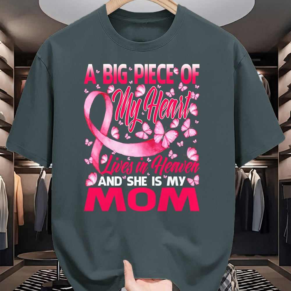 Gift for Mom Shirt, Funny Mom Unisex T-Shirt/Hoodie/Sweatshirt HLT00 - Mom In Heaven Butterfly Breast Cancer Awareness T-Shirt