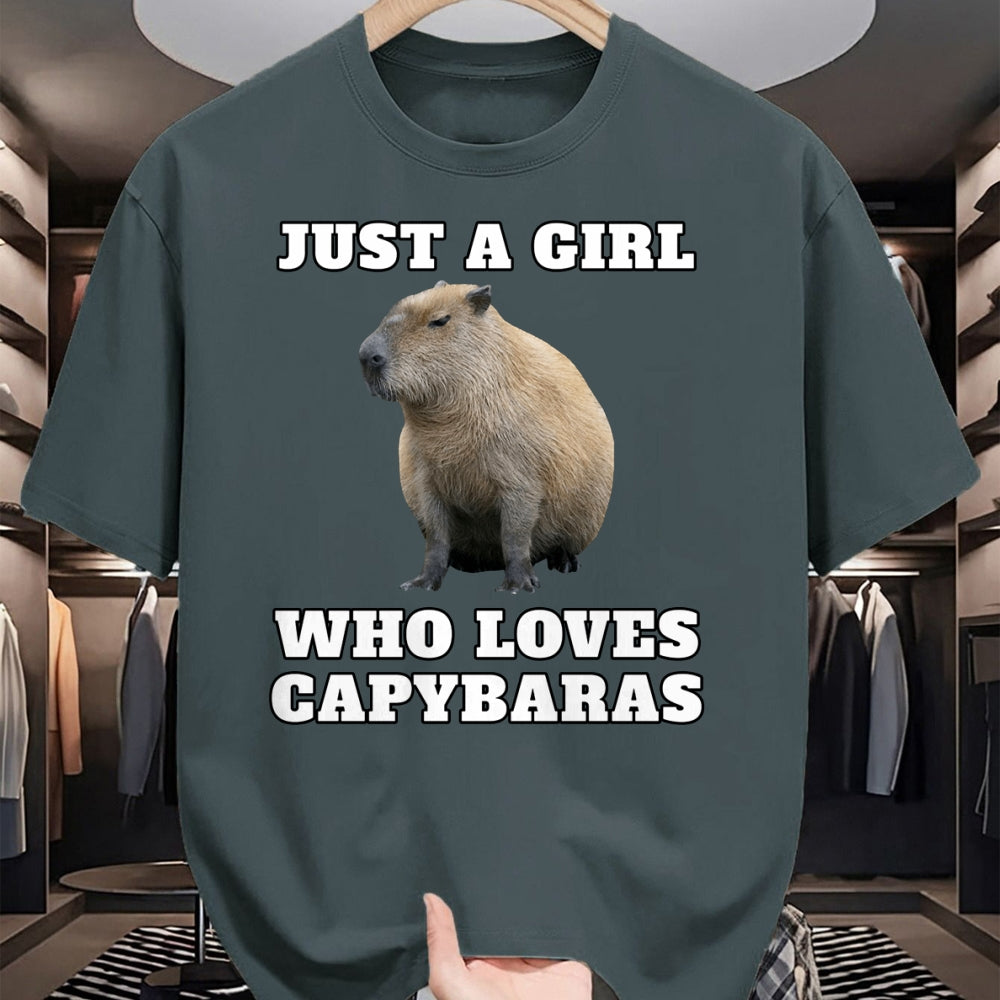 Cute Capybara Shirt, Funny Capybara Unisex T-Shirt/Hoodie/Sweatshirt HLT00 - Just a Girl Who Loves Capybara Long Sleeve T-Shirt