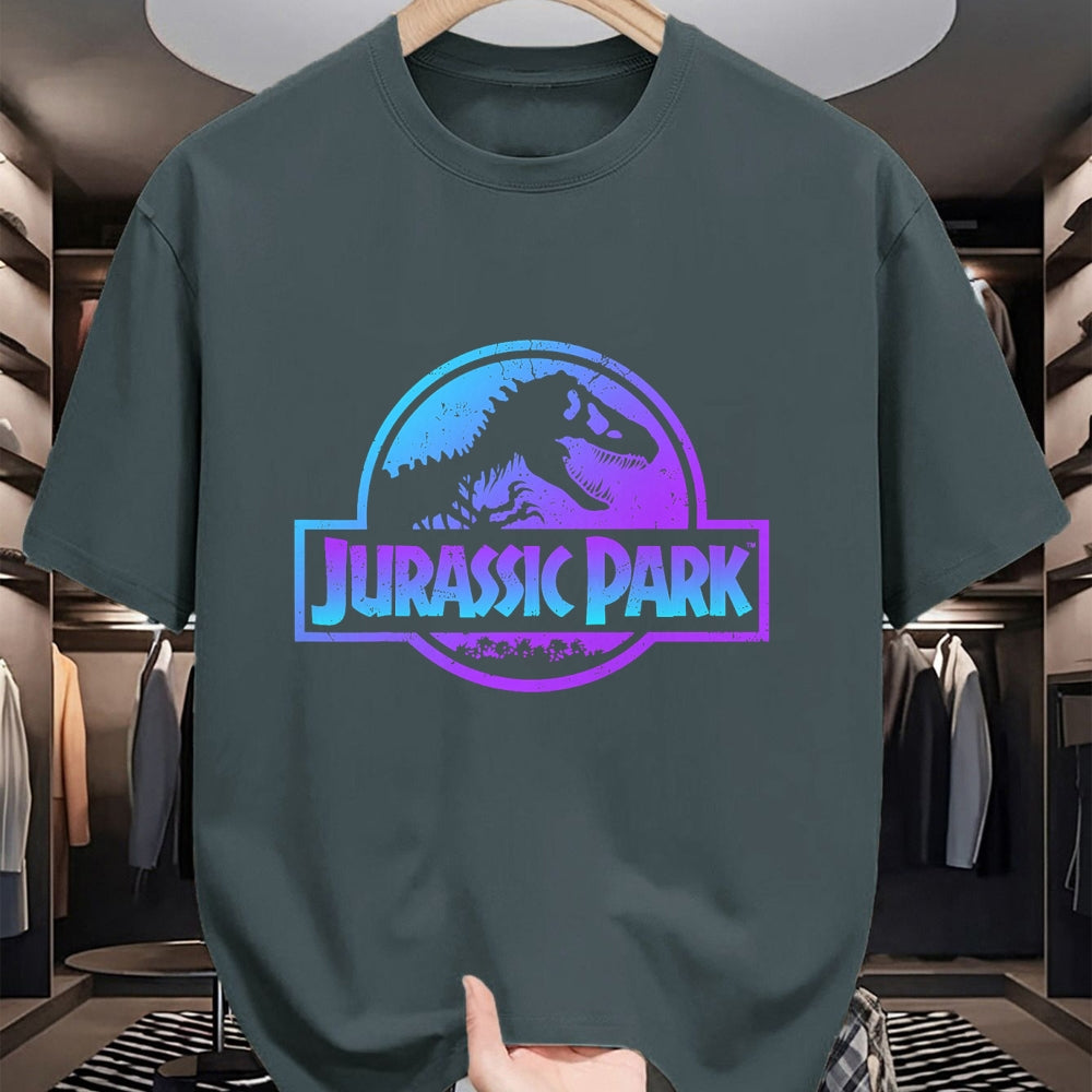 Best Dinosaur Lover Shirt, Funny Dinosaur UnisexT-Shirt/Hoodie/Sweatshirt HLT00 - Jurassic Park Blue & Purple Fossil Logo Graphic Short Sleeve T-Shirt