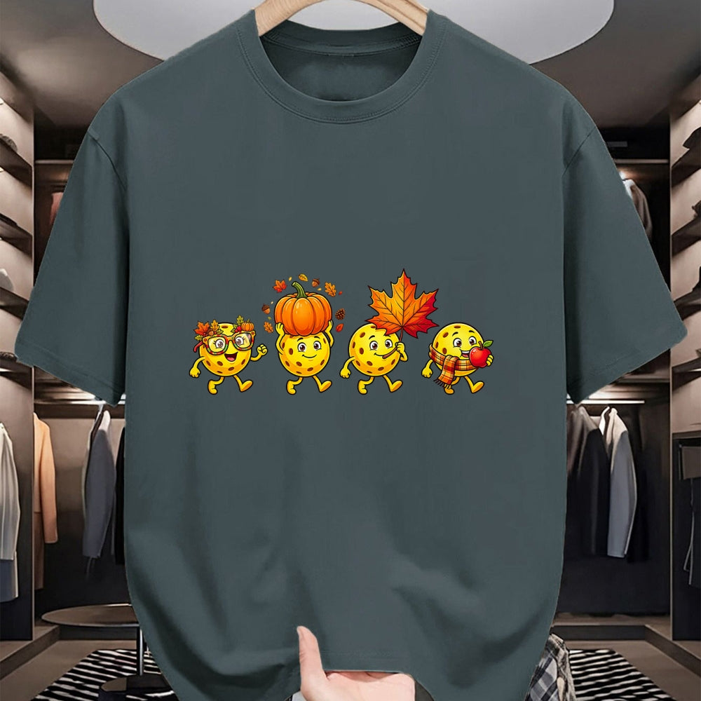 Funny Pickleball Shirt, Pickleball Lover Unisex T-Shirt/Hoodie/Sweatshirt HLT00 - Autumn Pumpkin Fall Pickleball Thanksgiving Womens Mens Kids T-Shirt