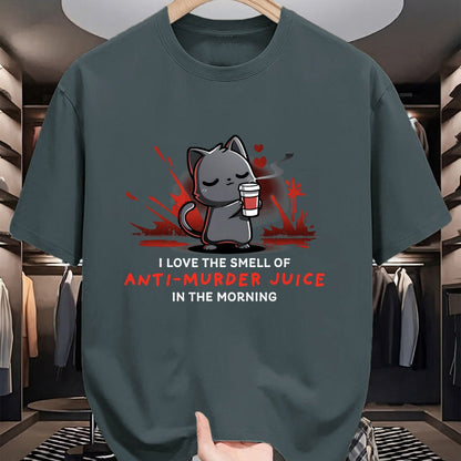 Cat Love Shirt, Funny Cat Lover Gift UnisexT-Shirt/Hoodie/Sweatshirt HLT00 - Cat Drink Coffee I Love The Smell Of Anti Murder Juice T-Shirt for Men Women (1)