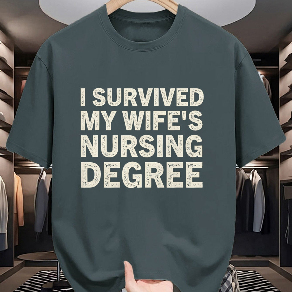 Funny Nurse Shirt, Nurse Unisex T-Shirt/Hoodie/Sweatshirt HLT00 - I Survived My Wife Is A Nurse Nursing Degree Nursing LPN CNA T-Shirt