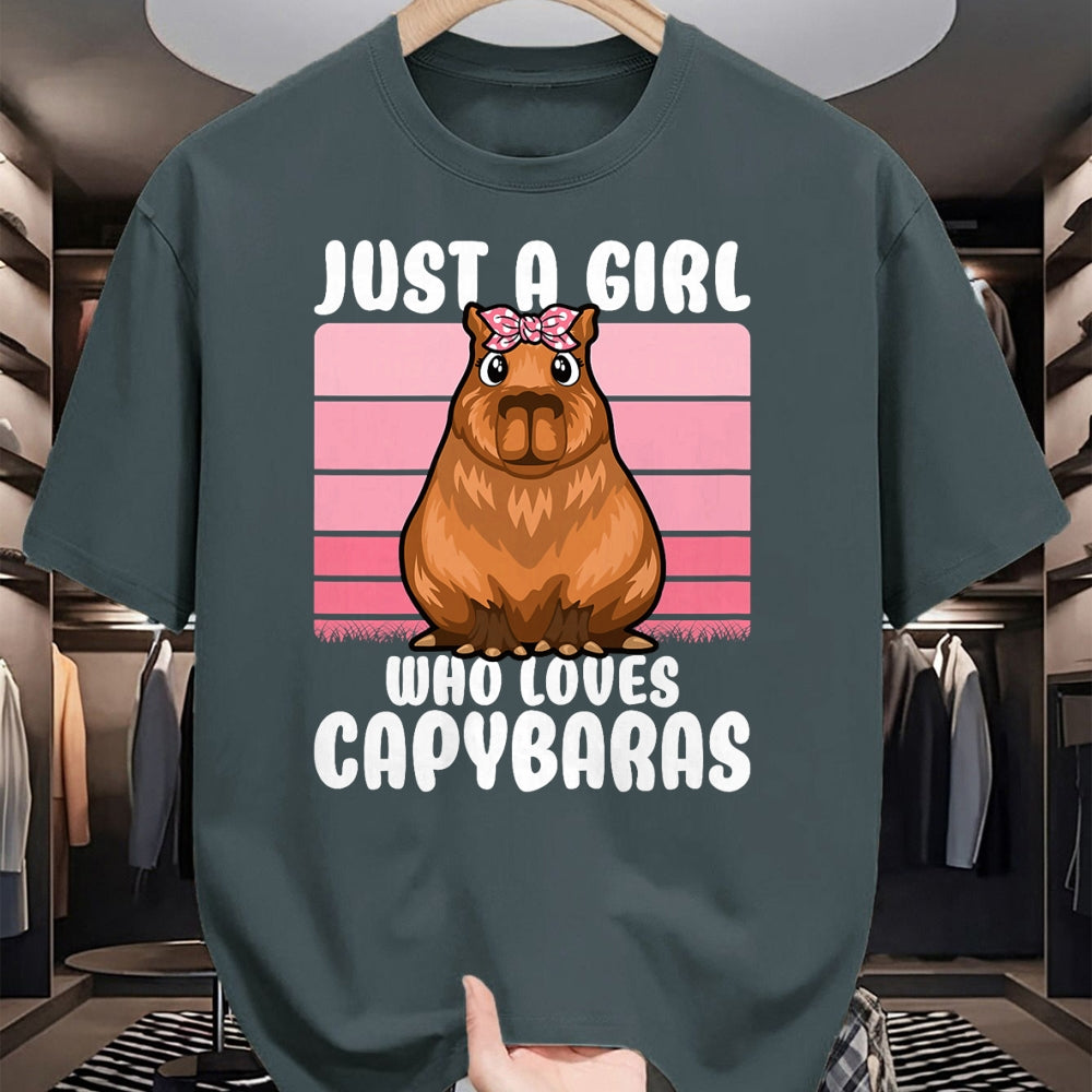 Cute Capybara Shirt, Funny Capybara Unisex T-Shirt/Hoodie/Sweatshirt HLT00 - Just A Girl Who Loves Capybaras Cute Girls Kids T-Shirt