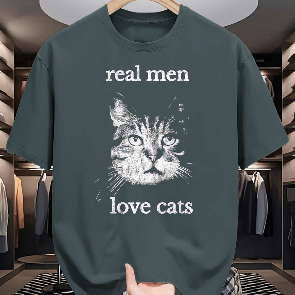 Cat Love Shirt, Funny Cat Lover Gift UnisexT-Shirt/Hoodie/Sweatshirt HLT00 - Real Men Love Cats - Cat Lover T-Shirt T-Shirt, Men, Navy Blue, X-Large