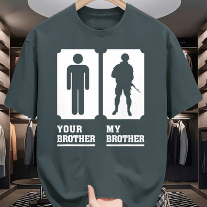 Gift for Mom Shirt, Funny Mom Unisex T-Shirt/Hoodie/Sweatshirt HLT00 - My Brother Is in Military Veteran Brother For Proud Sister T-Shirt