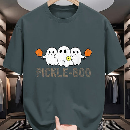 Funny Pickleball Shirt, Pickleball Lover Unisex T-Shirt/Hoodie/Sweatshirt HLT00 - Halloween Pickleball Ghosts Pickle Boo Costume Men Women Kid T-Shirt, Women