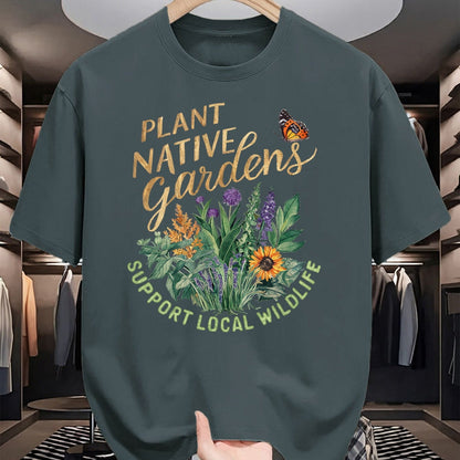 Native American T-Shirts, Vintage Native American Unisex T-Shirt/Hoodie/Sweatshirt HLT00 - Retro Plant Native Gardens Support Local Wildlife Gardening