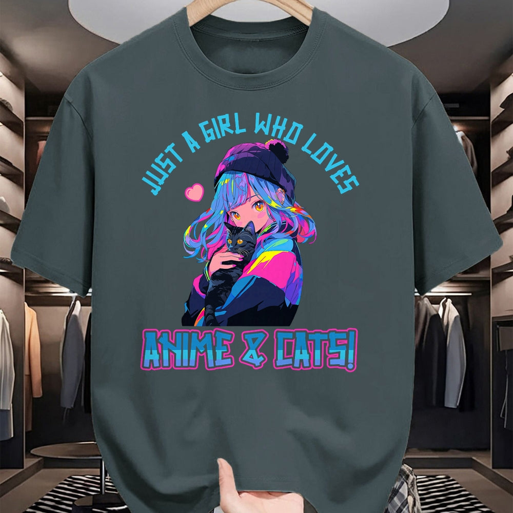 Cat Love Shirt, Funny Cat Lover Gift UnisexT-Shirt/Hoodie/Sweatshirt HLT00 - Just a Girl who loves Anime and Cats Manga Anime Lover T-Shirt