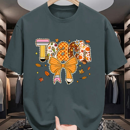Best Thanksgiving Family Shirt , Funny Thanksgiving UnisexT-Shirt/Hoodie/Sweatshirt HLT00 - Thanksgiving Teacher Pencil Bow One Thankful Teacher Fall T-Shirt