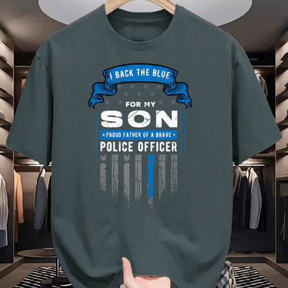Gift for Dad Shirt, Funny Dad Unisex T-Shirt/Hoodie/Sweatshirt HLT00 – Police Officer I Back the Blue for my Son Proud Father T-Shirt