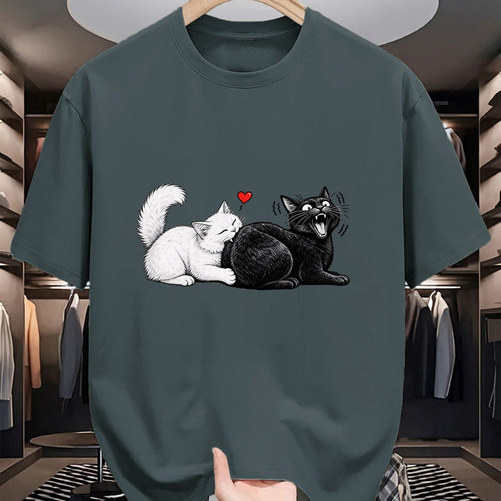 Cat Love Shirt, Funny Cat Lover Gift UnisexT-Shirt/Hoodie/Sweatshirt HLT00 - Funny Cat Couple Black White Cats Love Cat Biting Cat Butt T-Shirt