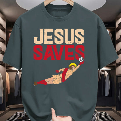 Christian Tee, Christian Faith Unisex T-Shirt/Hoodie/Sweatshirt HLT00 - Jesus Saves Soccer Football Goalie Sport God Christian Gift T-Shirt