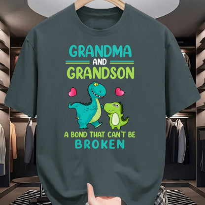 Best Grandma Shirt, Proud Grandma Unisex T-Shirt/Hoodie/Sweatshirt HLT00 - Grandma And Grandson A Bond That Can't Be Broken Dinosaur T-Shirt (1)
