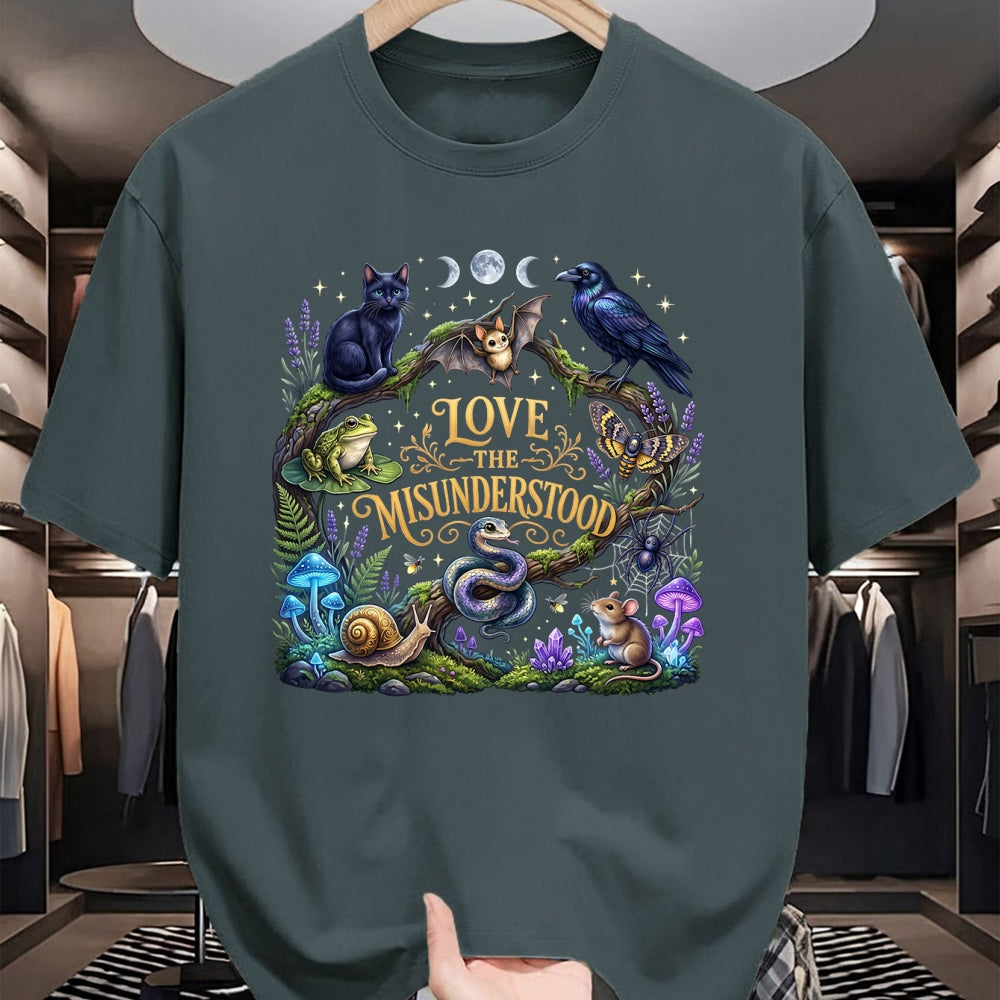 Cat Love Shirt, Funny Cat Lover Gift UnisexT-Shirt/Hoodie/Sweatshirt HLT00 - Love The Misunderstood Bat Raven Cat Snake Spider Frog Moth T-Shirt