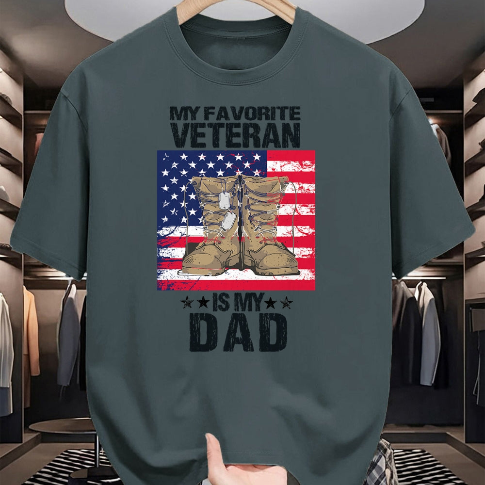 Gift for Dad Shirt, Funny Dad Unisex T-Shirt/Hoodie/Sweatshirt HLT00 – Dad Veteran My Favorite Veteran Is My Father Proud Son Kids T-Shirt