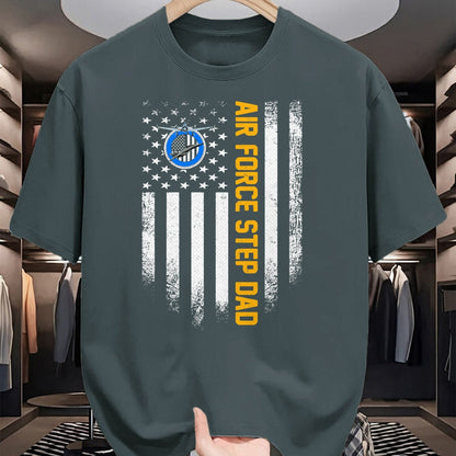 Gift for Dad Shirt, Funny Dad Unisex T-Shirt/Hoodie/Sweatshirt HLT00 – Vintage USA American Flag Proud Air Force Veteran Step Dad T-Shirt