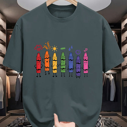 Best Teacher Shirt, Funny Teacher UnisexT-Shirt/Hoodie/Sweatshirt HLT00 - Mood Color Crayons Teacher T-Shirt
