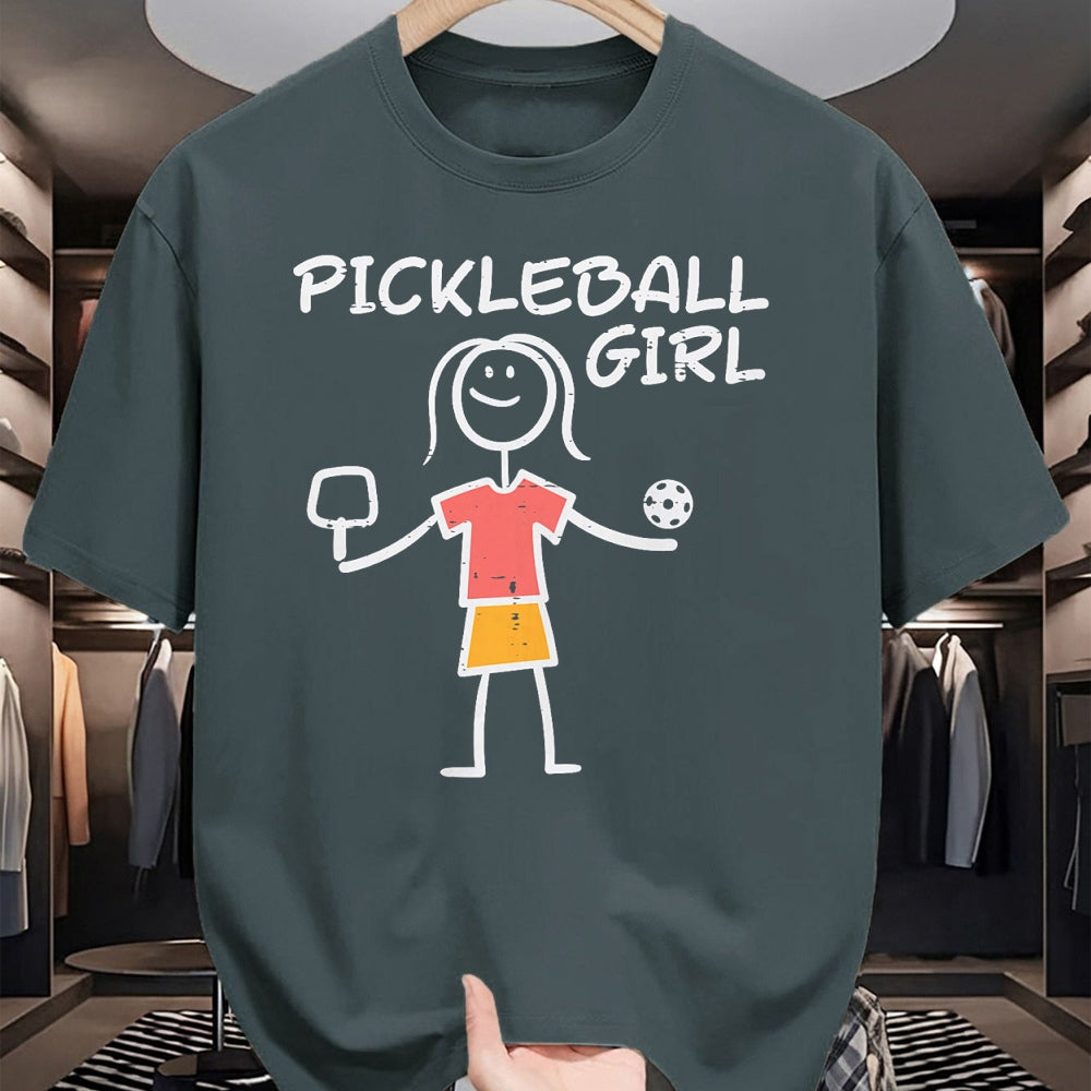 Funny Pickleball Shirt, Pickleball Lover Unisex T-Shirt/Hoodie/Sweatshirt HLT00 - Pickleball Girl Stickman Pickle Ball Women Girls Kids Youth T-Shirt