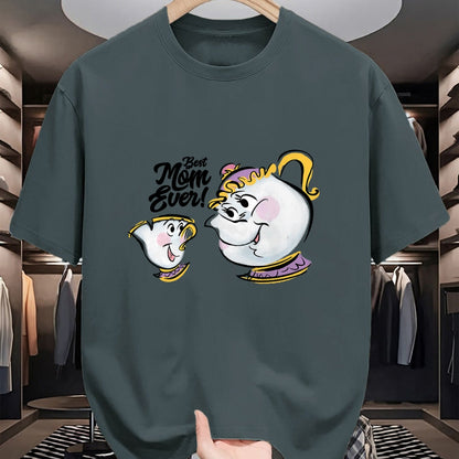 Gift for Mom Shirt, Funny Mom Unisex T-Shirt/Hoodie/Sweatshirt HLT00 - Disney Beauty and the Beast Chip Mrs. Potts Best Mom Ever T-Shirt
