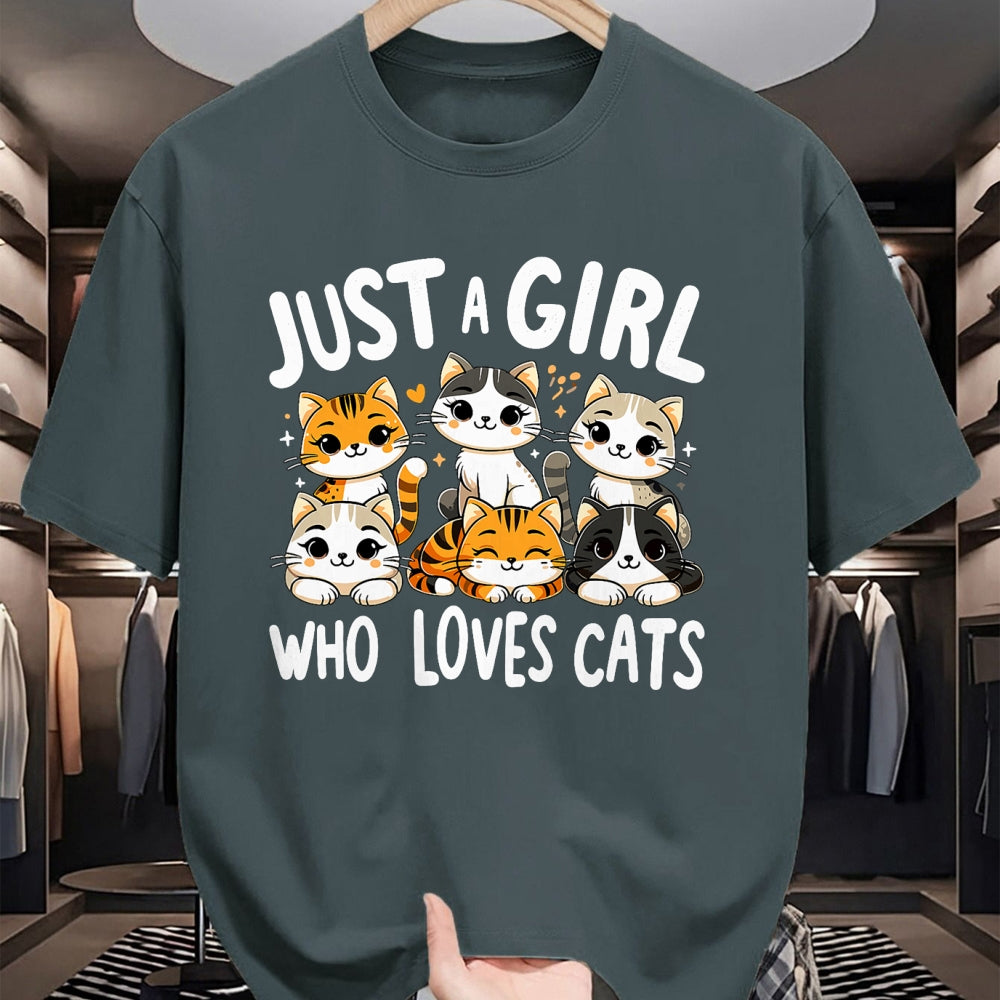 Cat Love Shirt, Funny Cat Lover Gift UnisexT-Shirt/Hoodie/Sweatshirt HLT00 - Cats Lover Just A Girl Who Loves Cat T-Shirt (1)