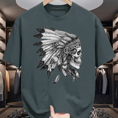 Native American T-Shirts, Vintage Native American Unisex T-Shirt/Hoodie/Sweatshirt HLT00 - American Motorcycle Skull Native Indian Eagle Chief Vintage