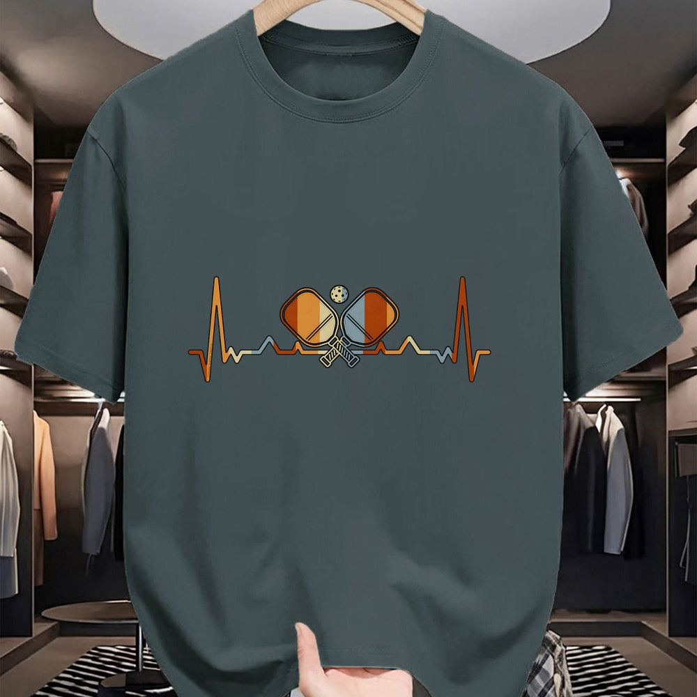 Funny Pickleball Shirt, Pickleball Lover Unisex T-Shirt/Hoodie/Sweatshirt HLT00 - Pickleball Lovers Heartbeat in Retro Colors - Pickleball T-Shirt