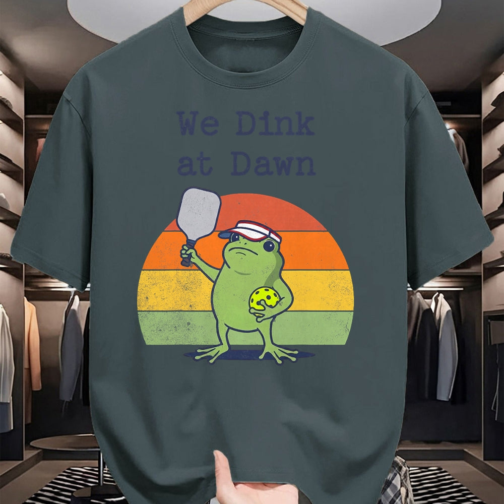 Funny Pickleball Shirt, Pickleball Lover Unisex T-Shirt/Hoodie/Sweatshirt HLT00 - We Dink at Dawn Funny Pickleball Frog Player T-Shirt